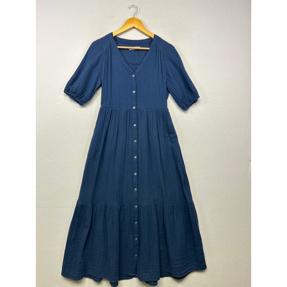 Boho Coastal Sonoma Goods For Life Womens XS Navy Blue Tiered Gauze Midi Dress